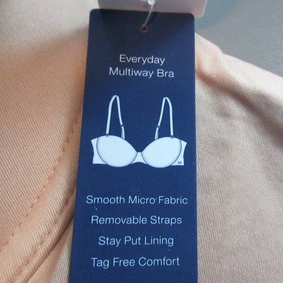 GAP GapBody Women's Everyday Essentials Multiway T-Shirt Bra, Brush Beige, 32D - Picture 5 of 7